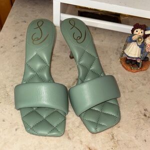 Sam Edelman Green Quilted Slide Sandals